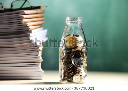 saving jar with coin for eduction
