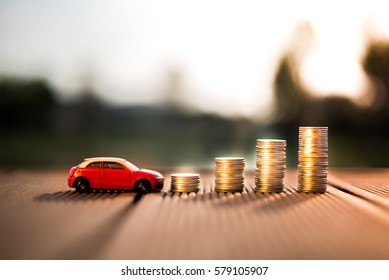 Saving Money For Car Or Trade Car For Cash, Finance Concept