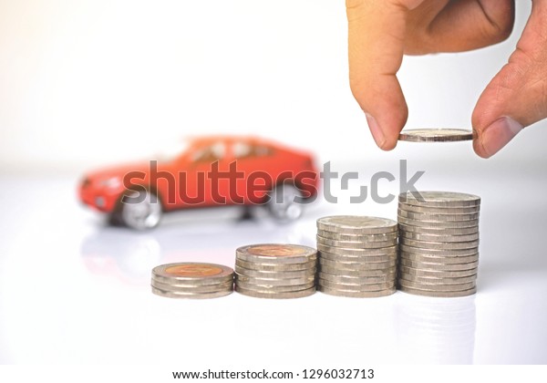 Saving money for car or trade car for cash,\
finance concept\
