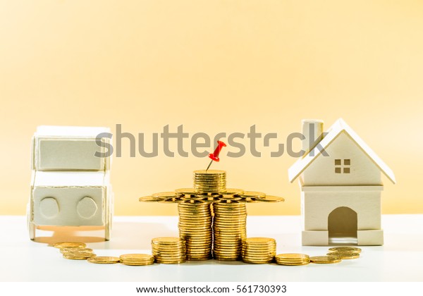 Saving money for real\
estate to buying a new home and car or loan for working capital\
management concept.