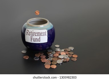 Saving Pennies In A Retirement Fund Jar