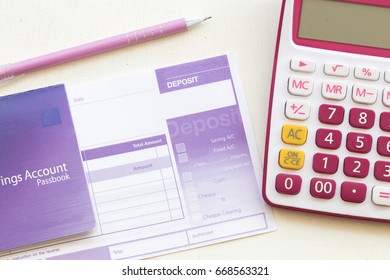 Savings Account Pass Book Bank And Slip Deposit Of Bank