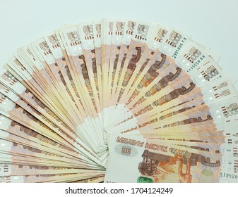 Savings Of Russian Money At Home, Russian Currency, Savings For A Large Purchase.