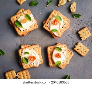 savory biscuit with tomato and basil mayonnaise on gray background  - Powered by Shutterstock