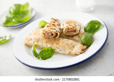 Savory Crepes With Cheese And Ham