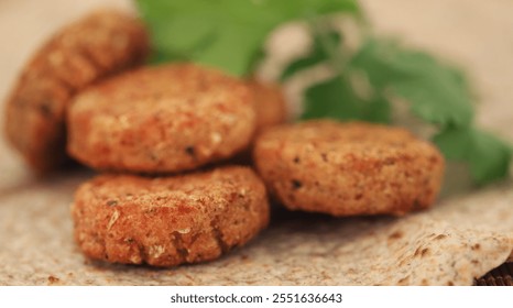 Savory crispy vegetable falafel in tortilla  - Powered by Shutterstock