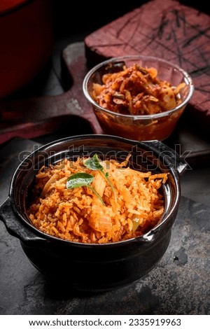 Savory Fusion: Close-Up of Kimchi Fried Rice, a Delectable Blend of Flavors, Captured in 4K Resolution