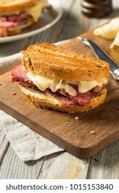 Savory Homemade Corned Beef Reuben Sandwich with Mustard and Cheese