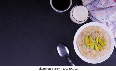 Savory Oatmeal Porridge With Avocado And Milk