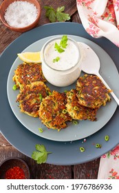 Savory Zucchini Vegetable Fritters With A Sour Cream Dip