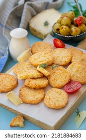 Savoury cheese biscuits crackers with parmesan - Shutterstock ID 2181884683