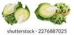 Savoy cabbage half isolated on white background with  full depth of field. Top view. Flat lay