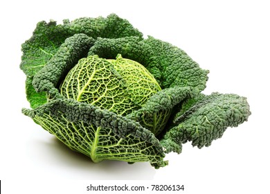 Savoy Cabbage Isolated On White