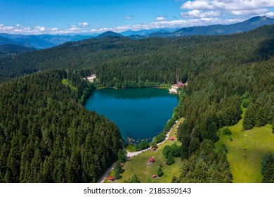 Savsat Karagol lake is a large trout lake in the forest in Artvin - Shutterstock ID 2185350143