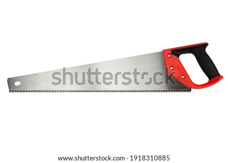 saw with a red handle isolated on white background