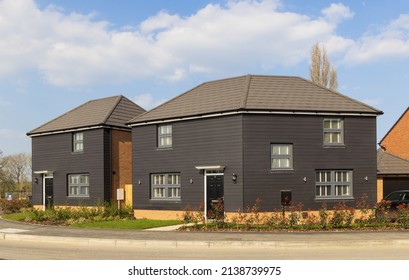 Sawbridgeworth, Hertfordshire, UK. March 23rd 2022. Detached New Build Home With Black Cladding At The David Wilson Homes Sawbridge Park Housing Development.