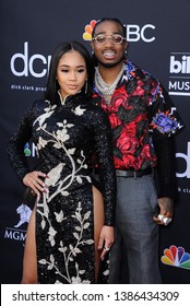 Saweetie and Quavo at the 2019 Billboard Music Awards held at the MGM Grand Garden Arena in Las Vegas, USA on May 1, 2019.