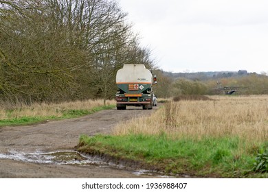 Sawley, Derbyshire, UK 15 03 2021 Fuel Oil Truck On A Dirt Road