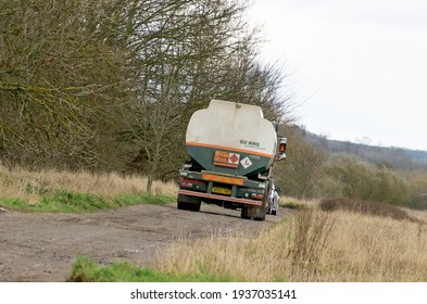 Sawley, Derbyshire, UK 15 03 2021 Fuel Oil Truck On A Dirt Road