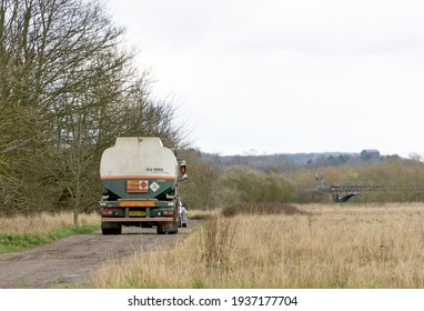 Sawley, Derbyshire, UK 15 03 2021 Heating Oil Delivery Truck On A Dirt Road