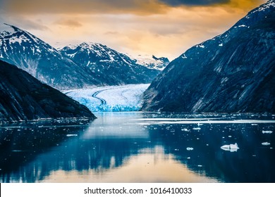 Sawyer Glacier At Tracy Arm Fjord In Alaska Panhandle