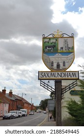 Saxmundham, Suffolk, East Anglia, UK (August 2022): Saxmundham Town Sign