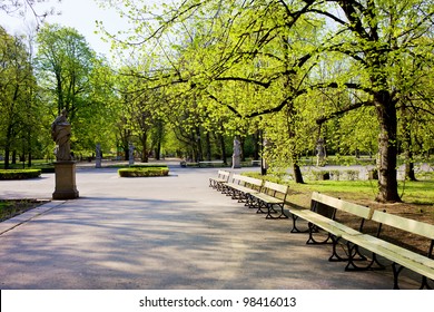 The Saxon Garden (Polish: Ogrod Saski) In Spring, Public Park In The City Center Of Warsaw, Poland