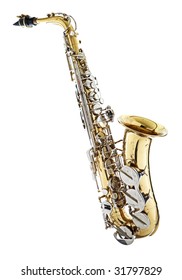 Saxophone isolated against a white background