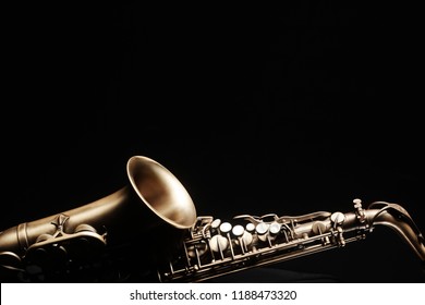 Saxophone jazz instruments. Alto sax isolated. Saxophone music instrument closeup on black - Shutterstock ID 1188473320