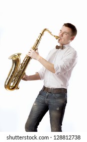 Saxophone Player In White Shirt