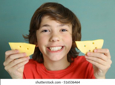 say cheese smile  preteen boy with two cheese slices close up photo with white strong teeth - Shutterstock ID 516536464
