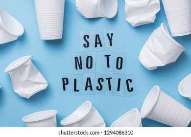 Say No Plastic Message Single Use Stock Photo (Edit Now) 1294086343