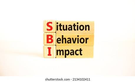 SBI situation behavior impact symbol. Concept words SBI situation behavior impact on blocks on beautiful white table white background. Psychological SBI situation behavior impact concept. Copy space. - Shutterstock ID 2134102411