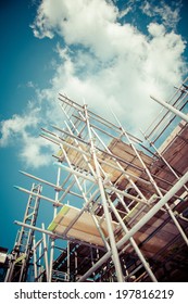 Scaffolding Construction With  Blue Sky.instagram Look