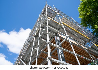 Scaffolding Erected On Building Corner Low Stock Photo 1872090082 ...