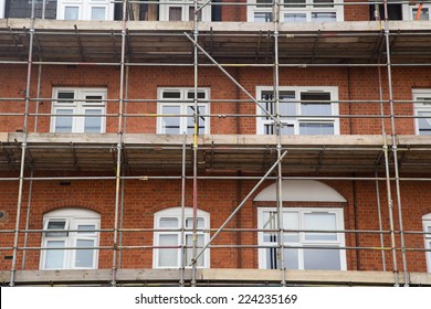 Scaffolding On A House. 