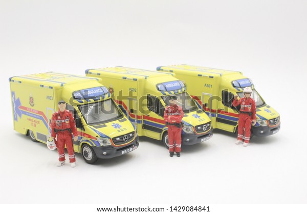 the scale of\
Ambulance car of mini model