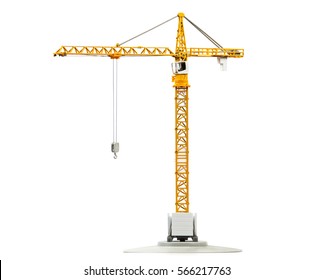 scale model of yellow tower crane isolated on white background - Powered by Shutterstock
