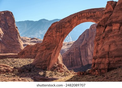 The Scale of the Rainbow Bridge, Rainbow Bridge National Monument, Lake Powell, Utah - Powered by Shutterstock