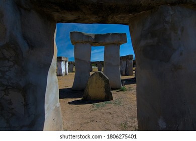 To Scale Stonehenge II Model Made Of Wire Mesh And Stucco Plaster In Texas United States Of America.