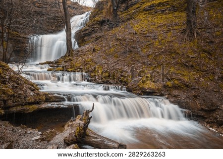 Scaleber Force waterfall on Stockdale Beck in North Yorkshire, England, during autumn season