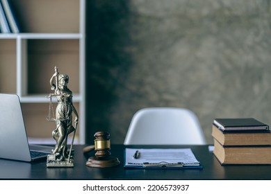 The Scales Of Injustice, The Hammer Of The Law Tiger Skin Judges On The Table In The Conceptual Law Office.