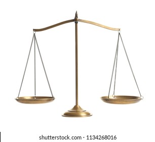 Scales Of Justice On White Background. Law Concept