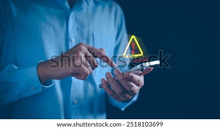 Scam alert, software warning fraud, cyber security. Hacker detection cyber attack on computer network, virus, spyware, malware, malicious software and cybercrime, online website. Protect information