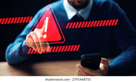 Scam call message shows warning sign for phone users about fraud risk