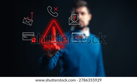 Scam call message with warning signs and alerts about potential fraud risks