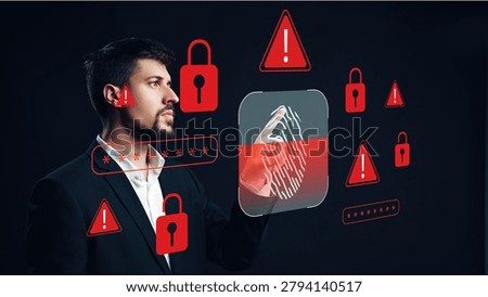 Scam call sms message warning with security icons and alert symbols