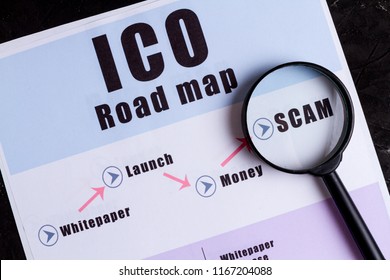 Scam In The Crypto Currency Concept. The Scheme Of Fraud At Startup ICO