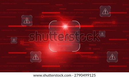 Scam message warning alert displayed in red with digital effects and warning icons