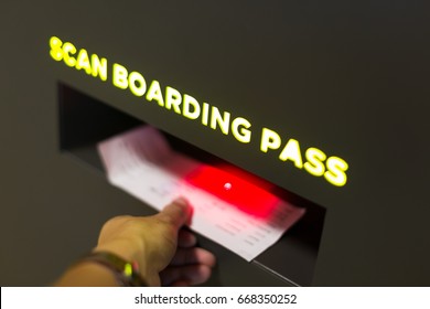 Scan Boarding Pass In Modern Airport